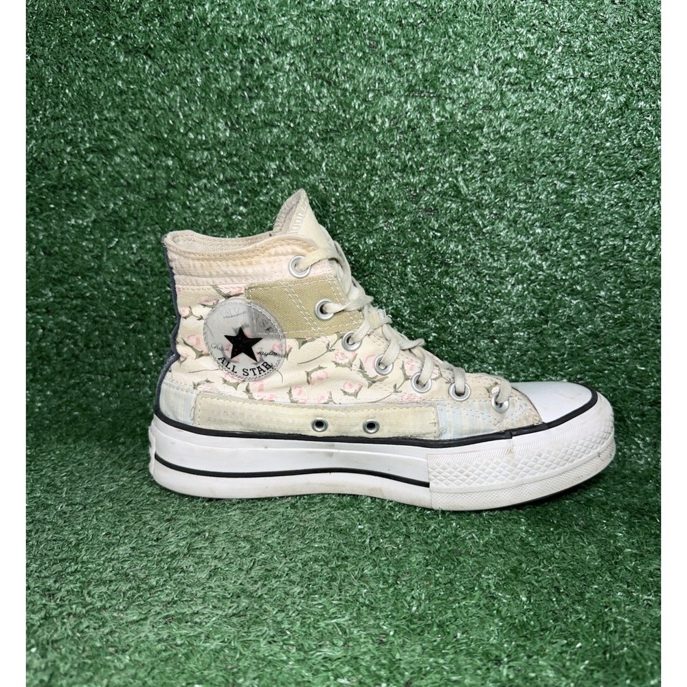 Converse‎ Womens 7 CT All Star Platform Floral Patchwork Casual Shoes Sneakers